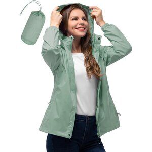 Women's Rain Jacket Waterproof Lightweight Packable Raincoat with Hood for Golf